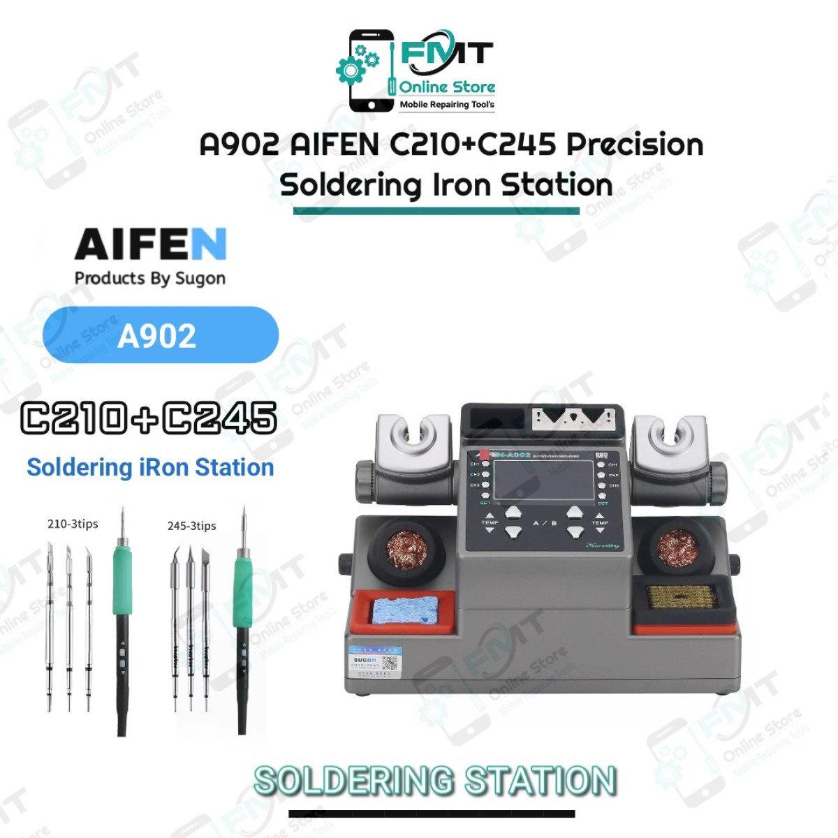 A902 AIFEN Dual C210&C245 With 6 Tips Soldering Station