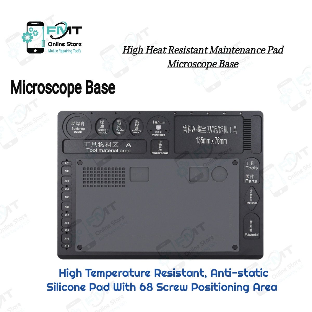 Microscope Large Size Base With Silicone Pad