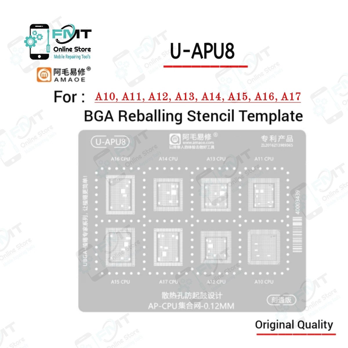 U-APU8 AMAOE iP7-15 CPU Reballing Stencil