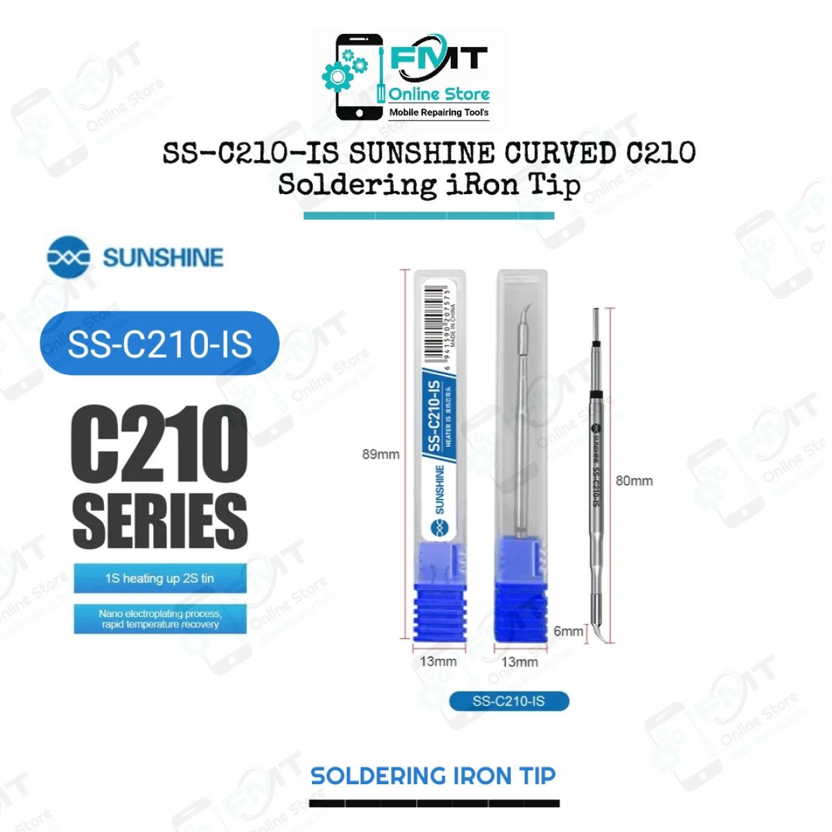 SS-C210-IS SUNSHINE Curved C210 Soldering Iron Tip