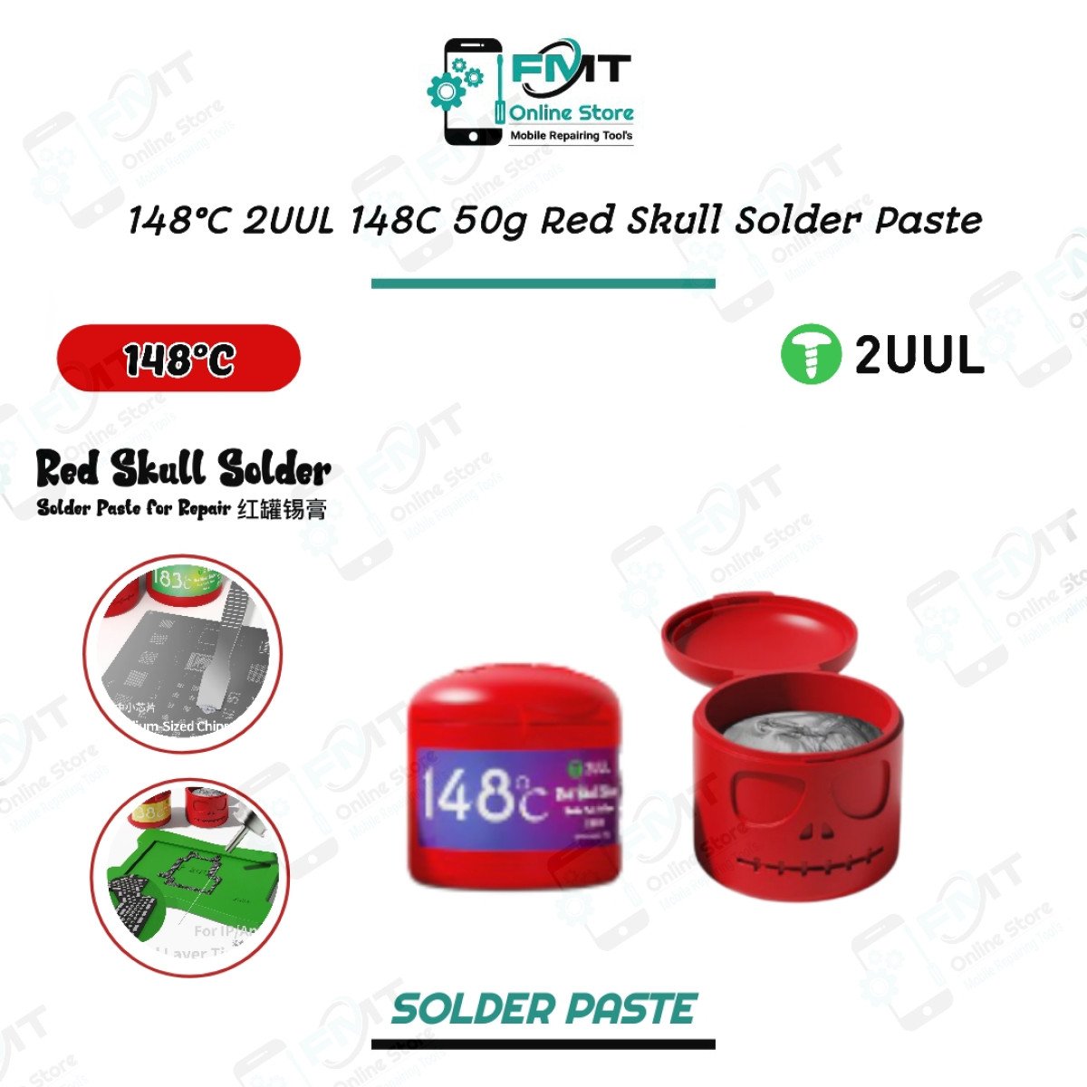 148°C 2UUL 50g Red Skull Solder Paste