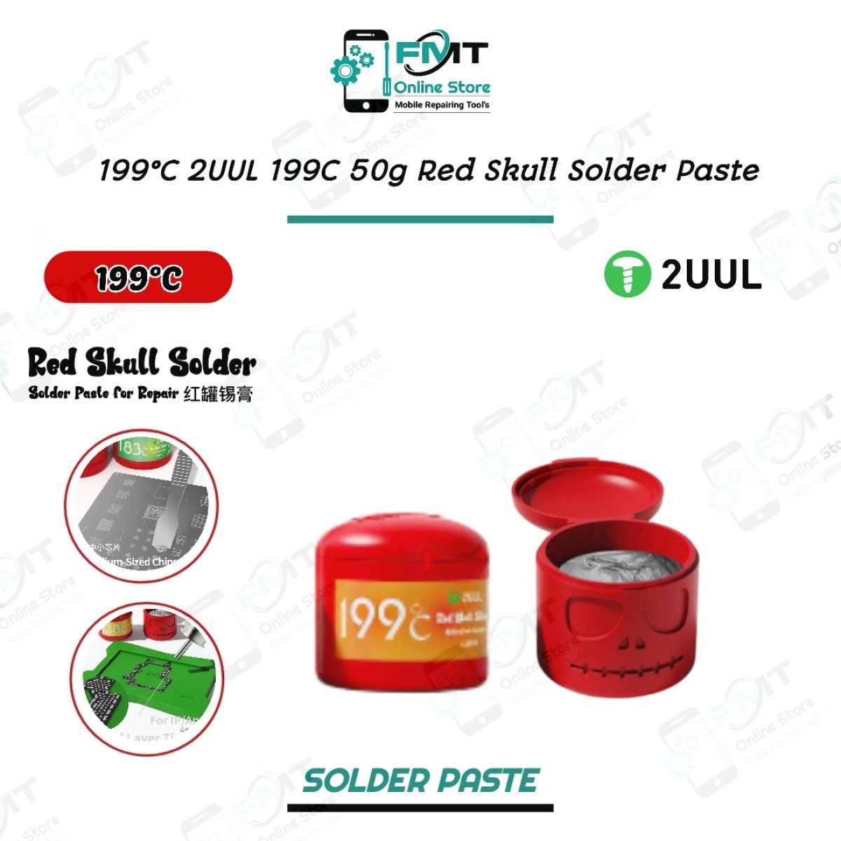 199°C 2UUL 50g Red Skull Solder Paste