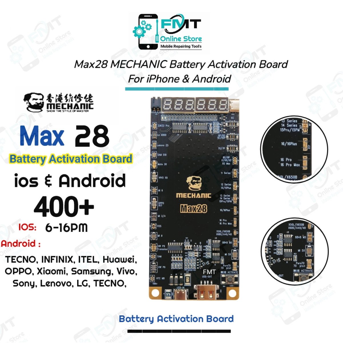 Max28 MECHANIC Battery Chip Activate Panel For iPhone & Android