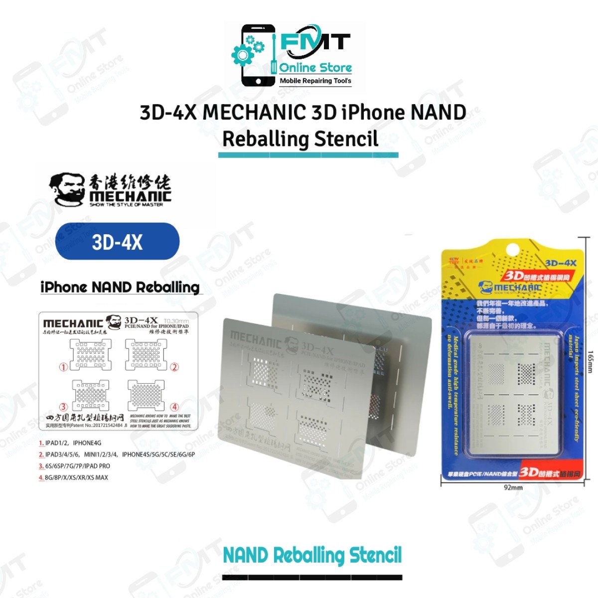 3D-4X MECHANIC 3D iPhone NAND Reballing Stencil