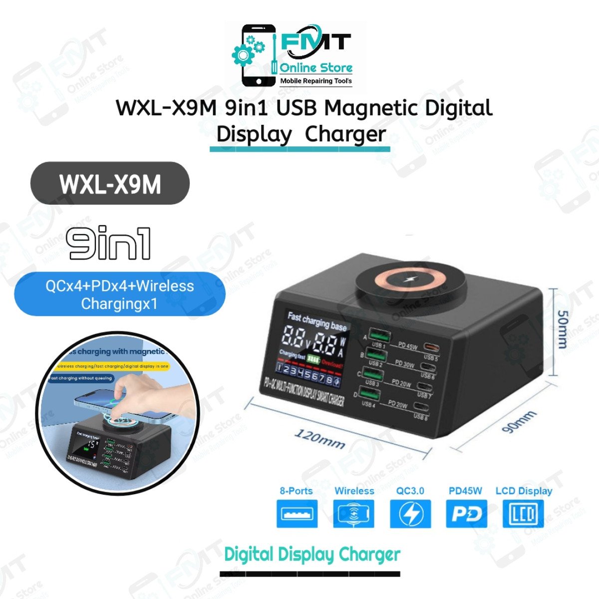 WLX-X9M 9in1 Magnetic Digital Display Charger