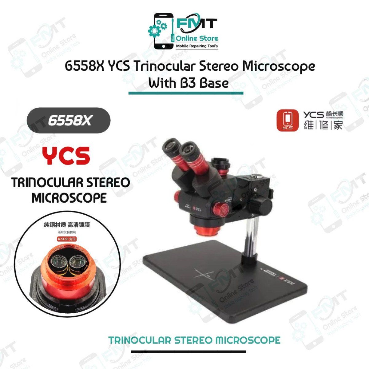 YCS-6558X Trinocular Stereo Microscope