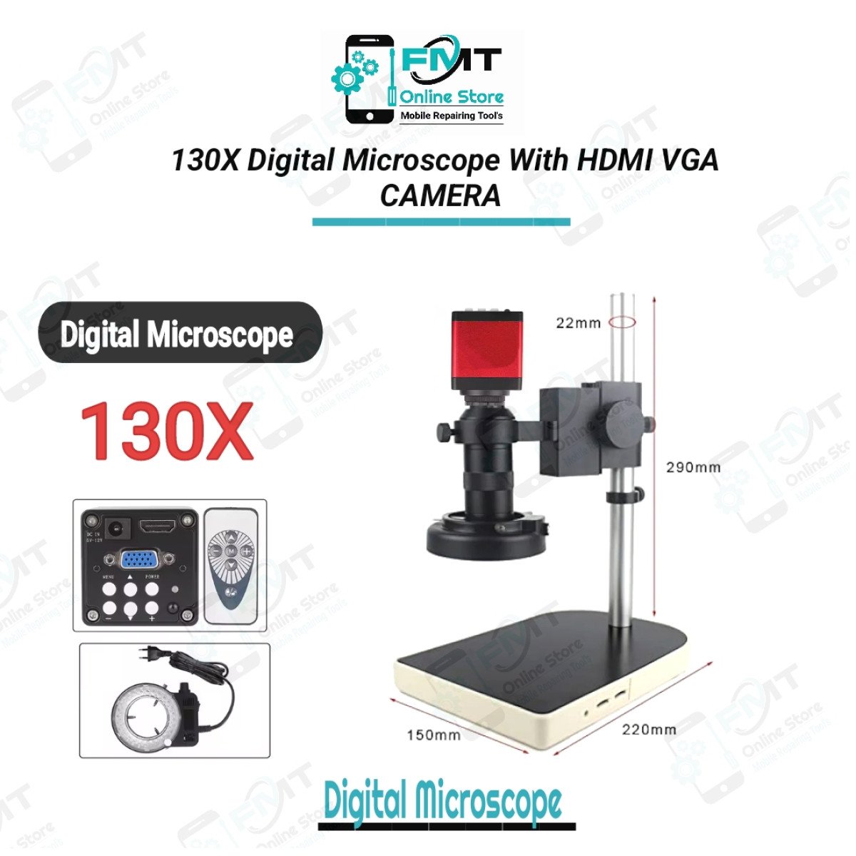 130X Digital Microscope With HDMI VGA Camera