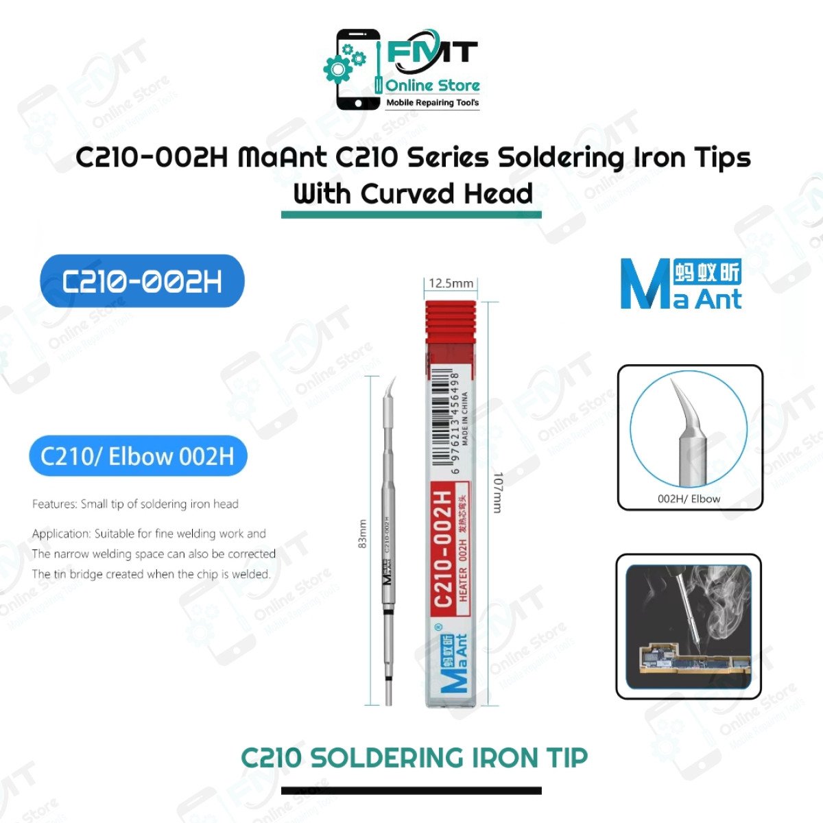 C210-002H MaAnt C210 Series Soldering iron tip With Elbow Head
