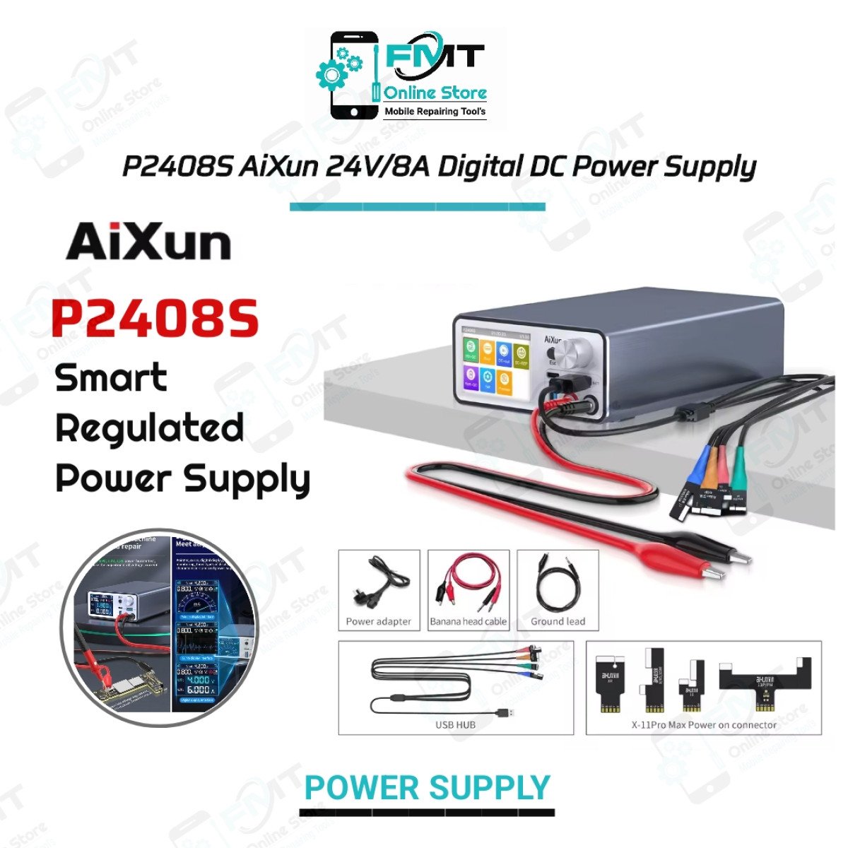 P2408S AiXun 24V/8A Digital Display DC Power Supply