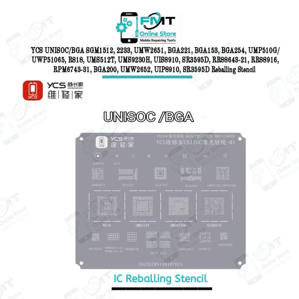 YCS UNISOC/BGA SGM1512 BGA Reballing Stencil