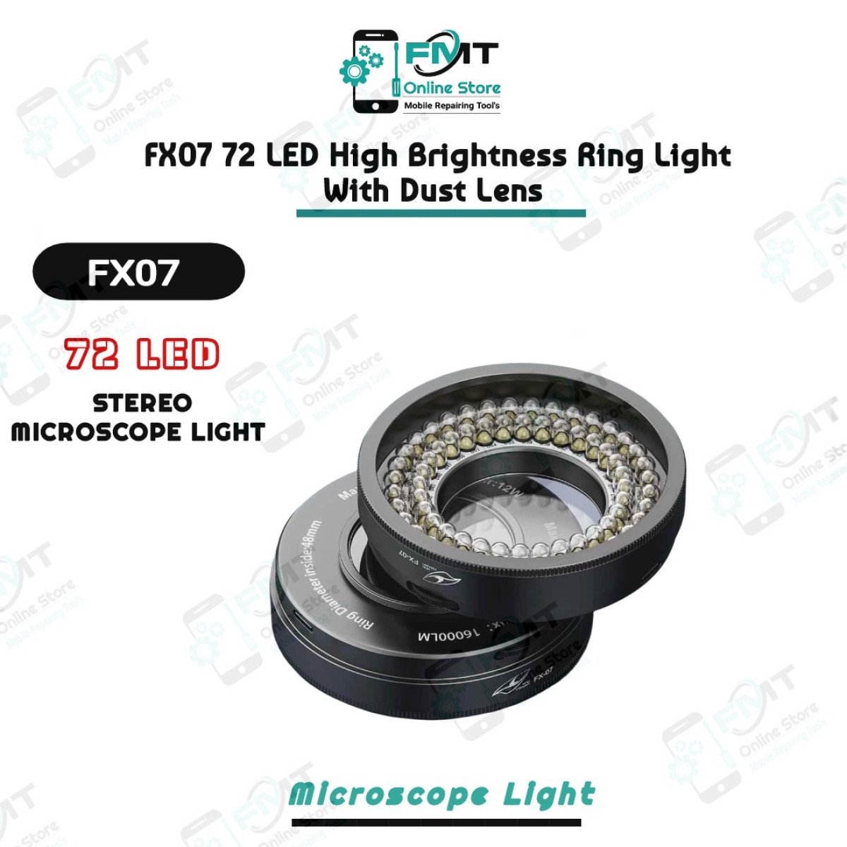 FX07 72 LED High Brightness Ring Light With Dust Lens