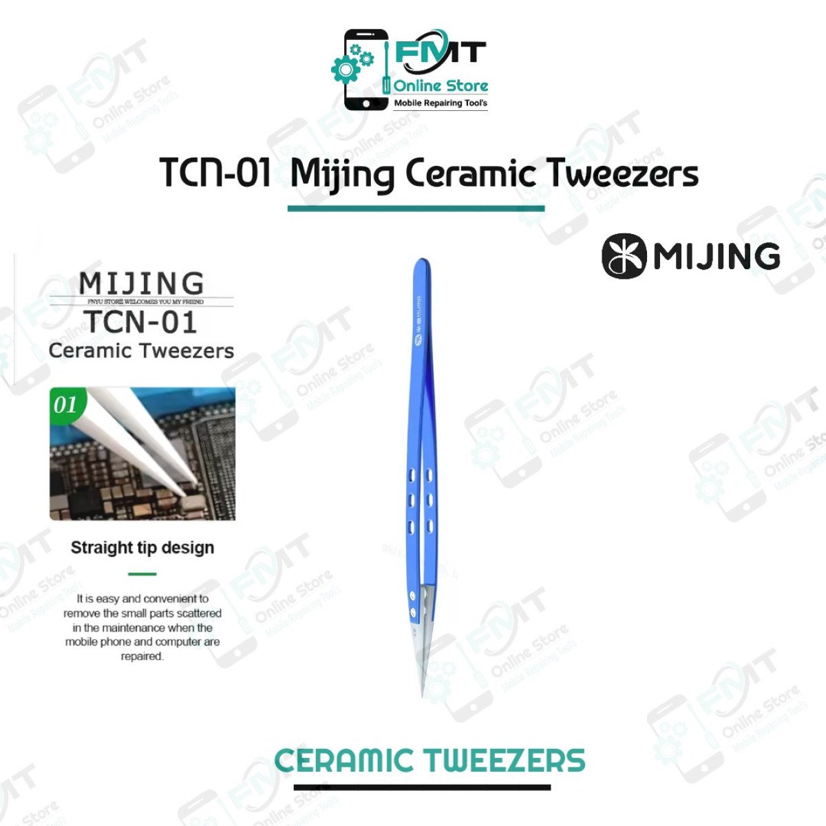 TCN-01 Mijing Straight Ceramic Tweezers