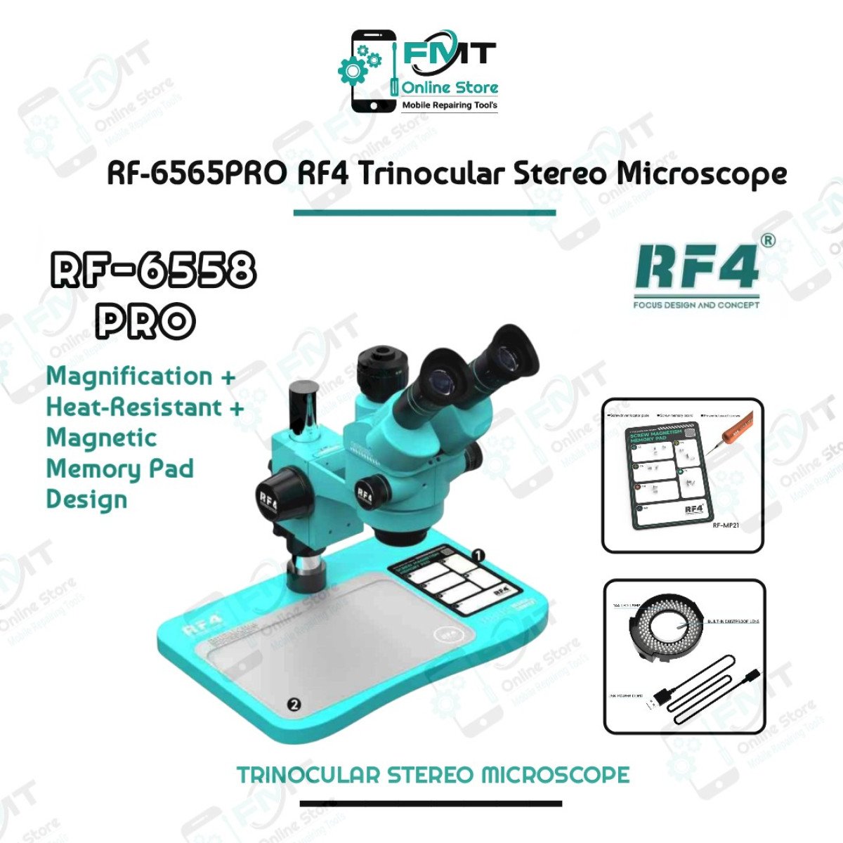 RF-6558PRO RF4 Trinocular Stereo Microscope