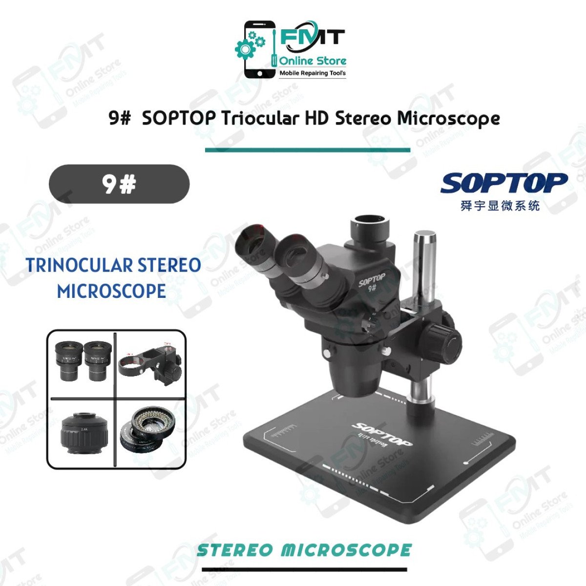 9# SOPTOP Triocular HD Stereo Microscope