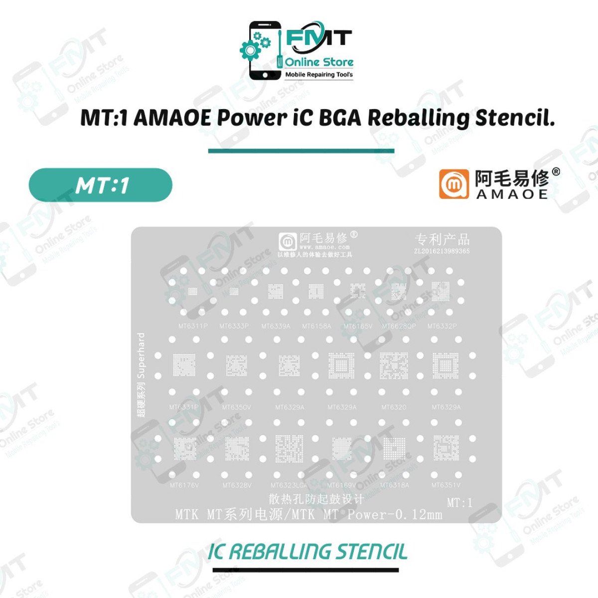 MT:1 AMAOE Power iC BGA Reballing Stencil