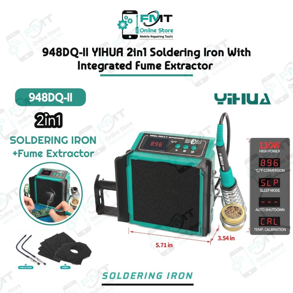948DQ-II YIHUA 2in1 Soldering Iron With Integrated Fume Extractor