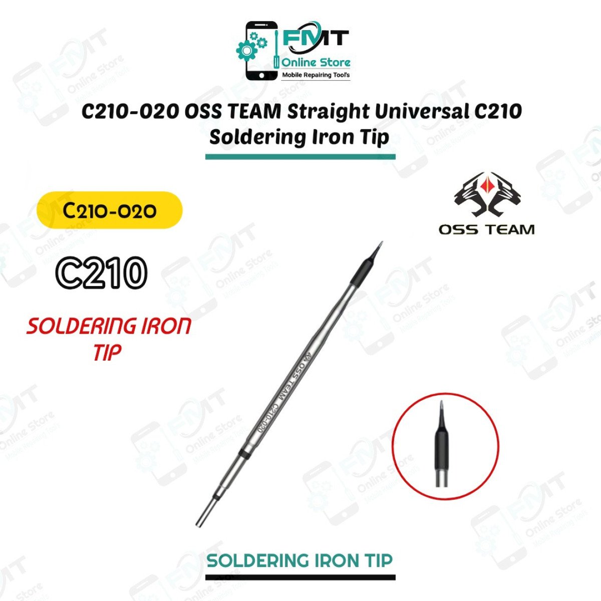 C210-020 OSS TEAM Straight Universal C210 Soldering Iron  Black Tip