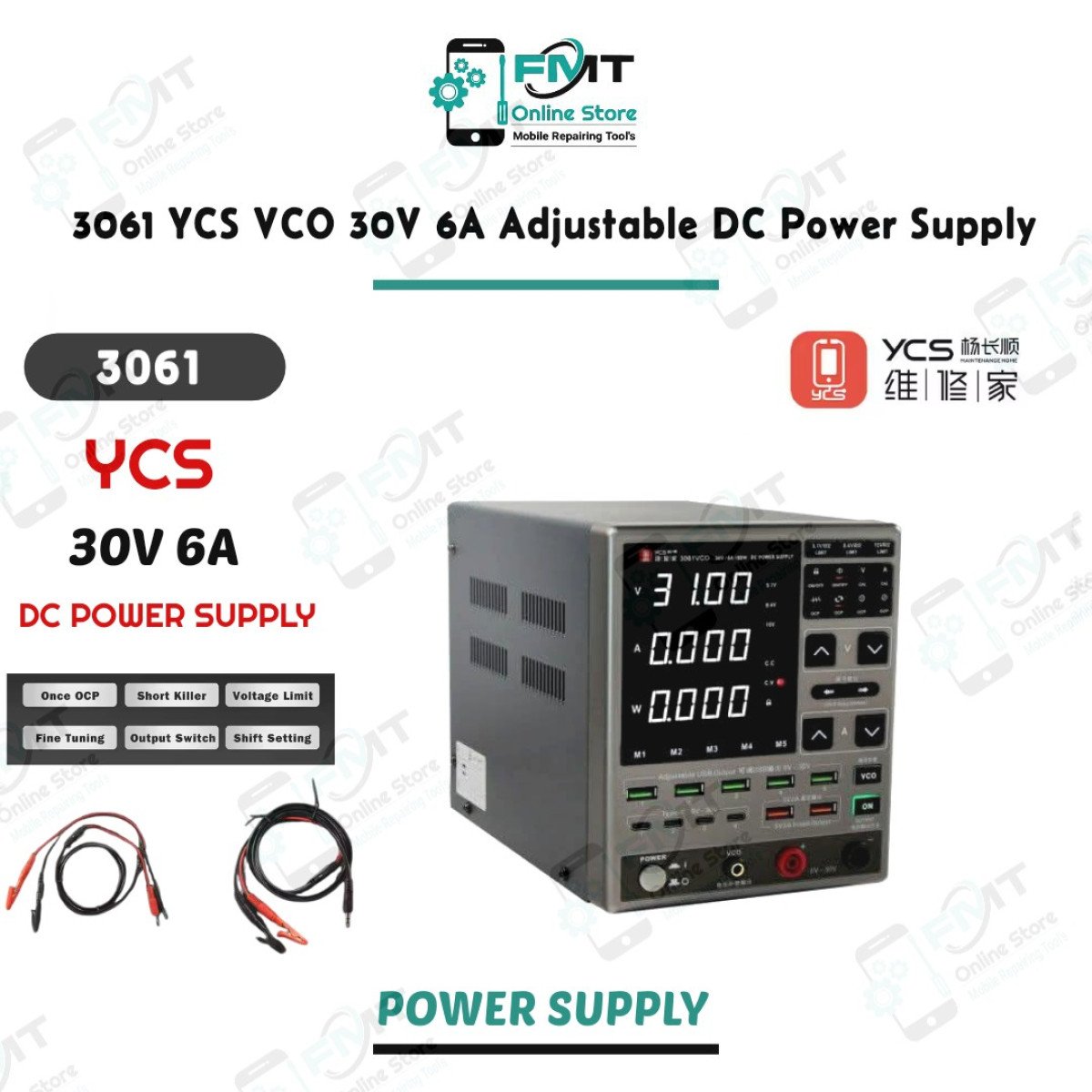 3061VCO YCS 30V 6A Adjustable DC Power Supply
