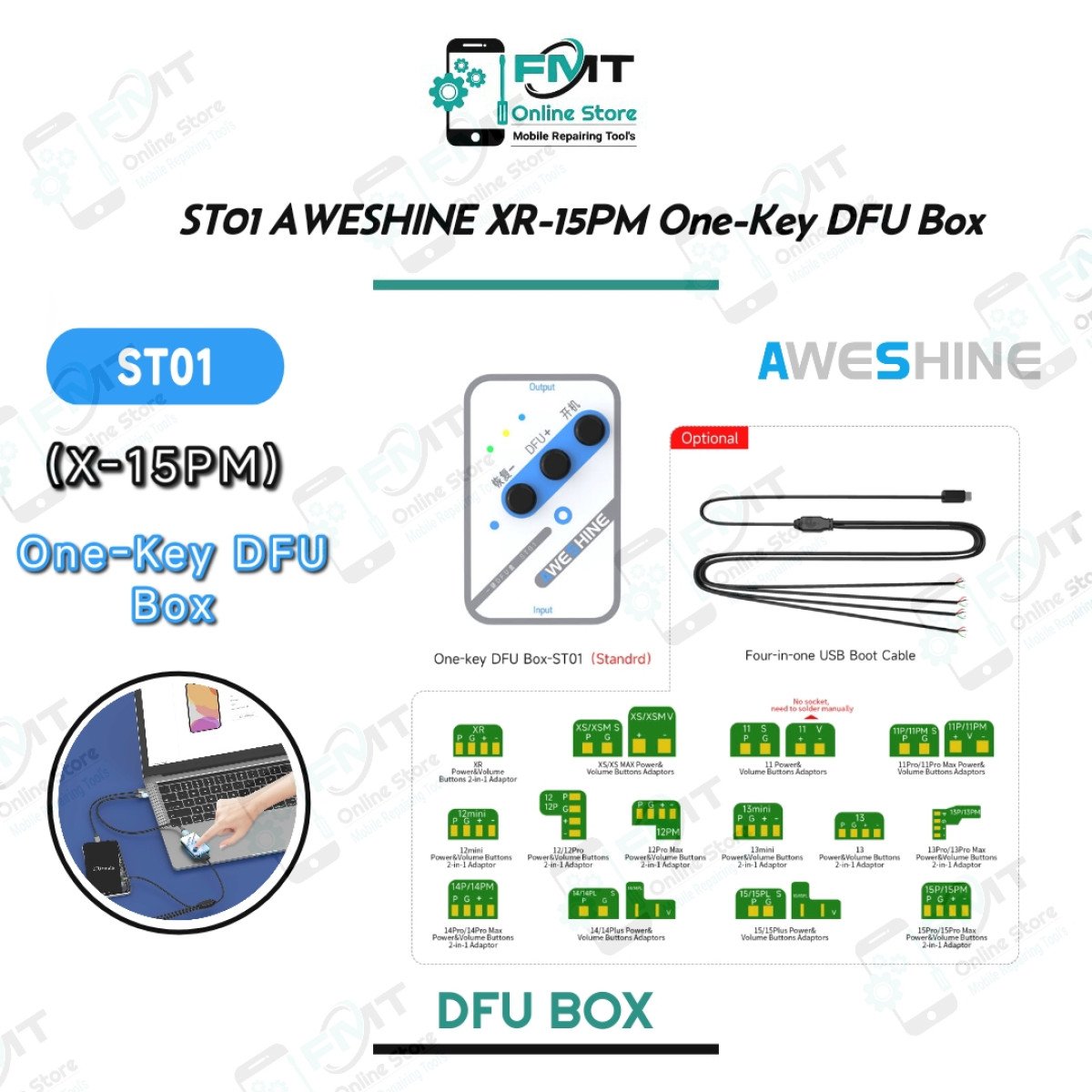 ST01 AWESHINE iPhone XR-15PM One-Key DFU Box