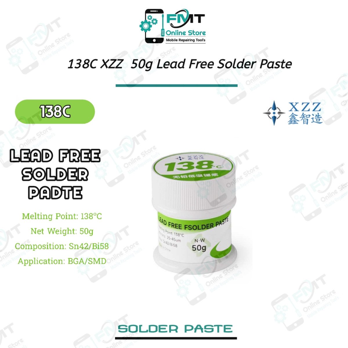 138C XZZ 50g Lead Free Solder Paste