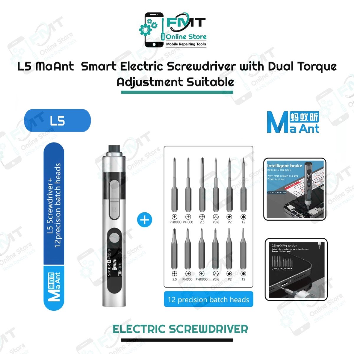 L5 MaAnt Smart Electric Screwdriver with Dual Torque Adjustment Suitable