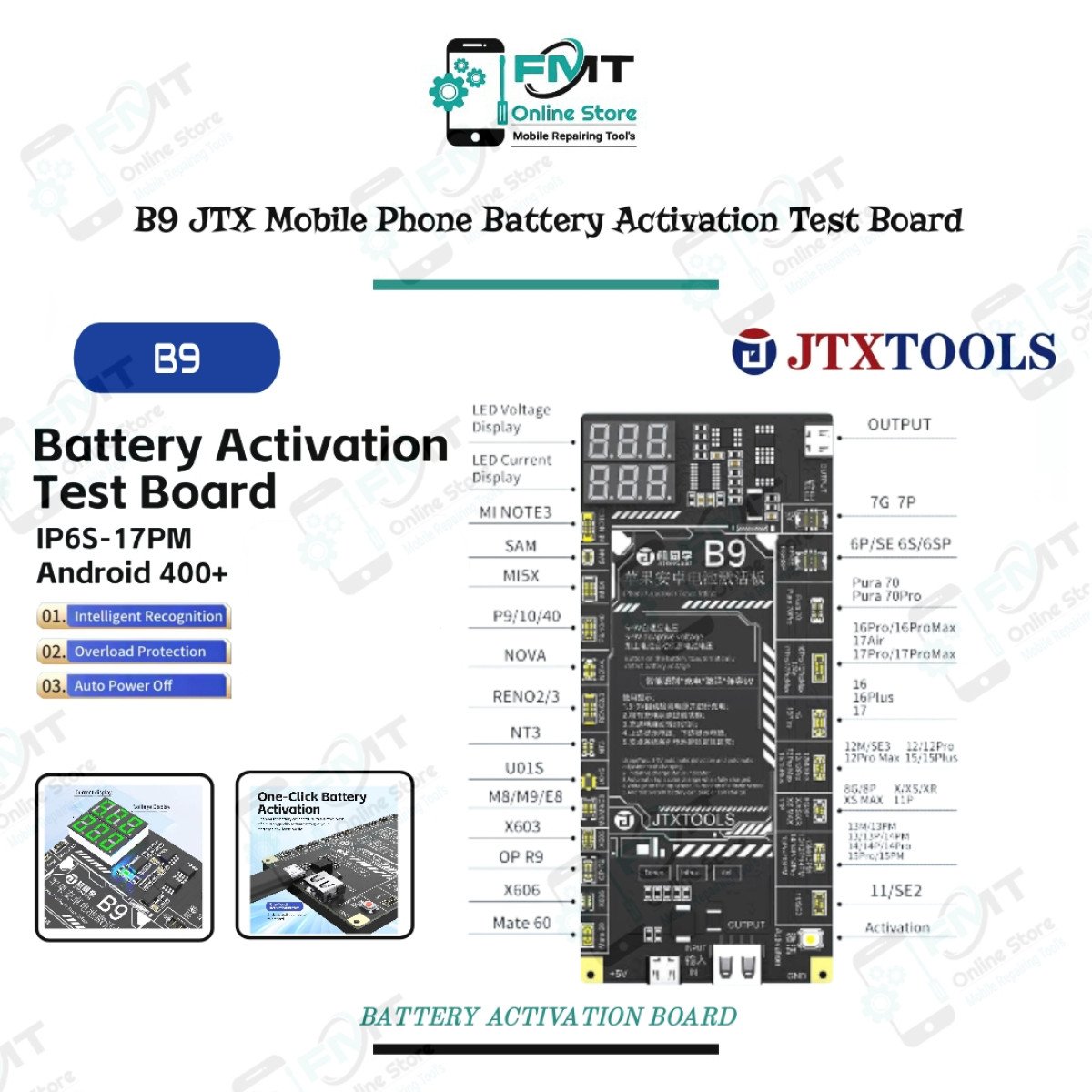 B9 JTX Mobile Phone Battery Activation Test Board