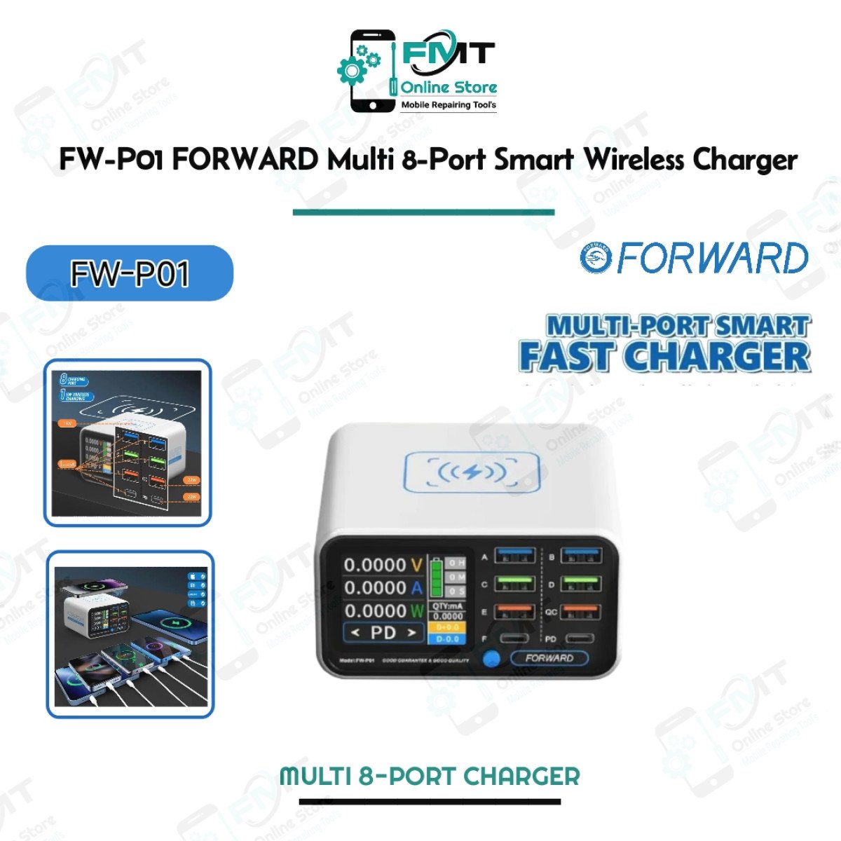 FW-P01 FORWARD Multi 8-Port Smart Wireless Charger.
