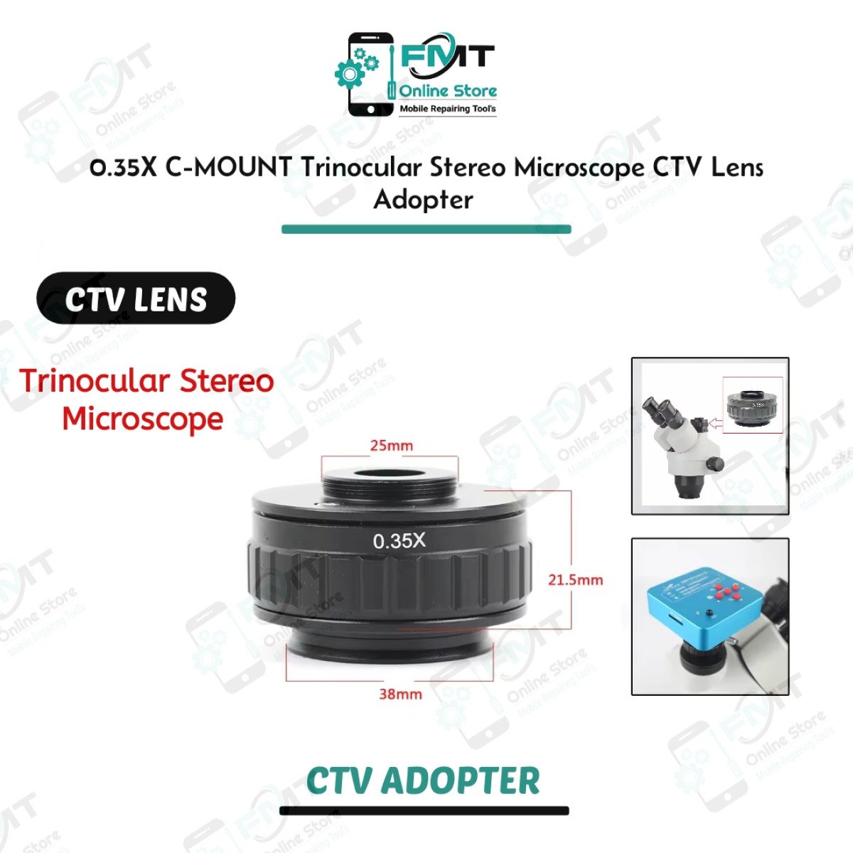 0.35X C-MOUNT Trinocular Stereo Microscope CTV Lens Adopter Use For Microscope Camera
