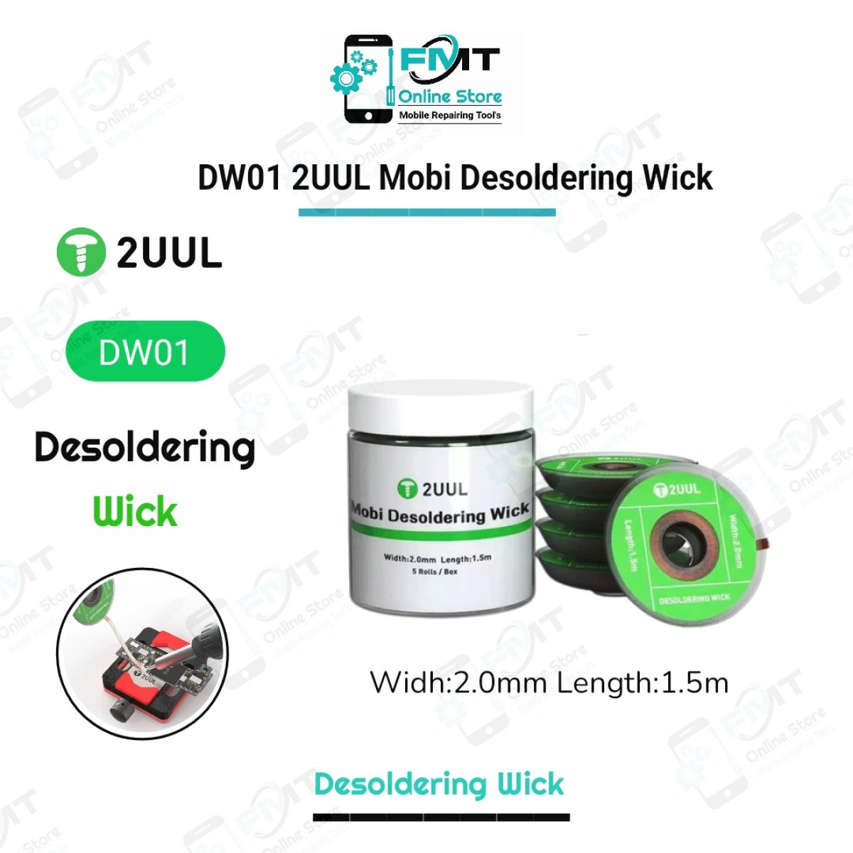 DW01 2UUL Mobi Desoldering Wick 2015 5Rolls/Box