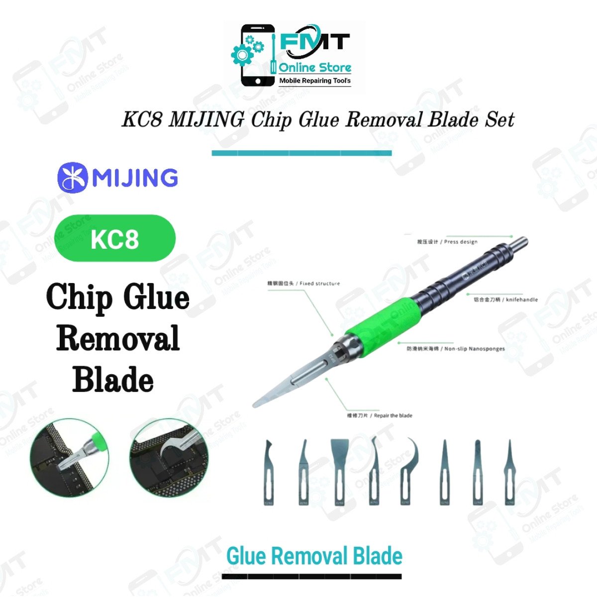 KC8 MIJING Chip Glue Removal Blade Set