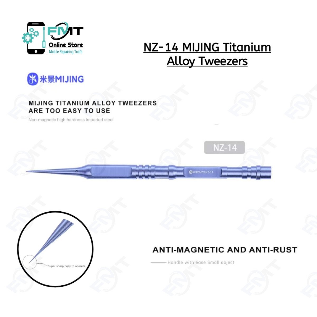 NZ-14 MIJING Straight Titanium Alloy Tweezers